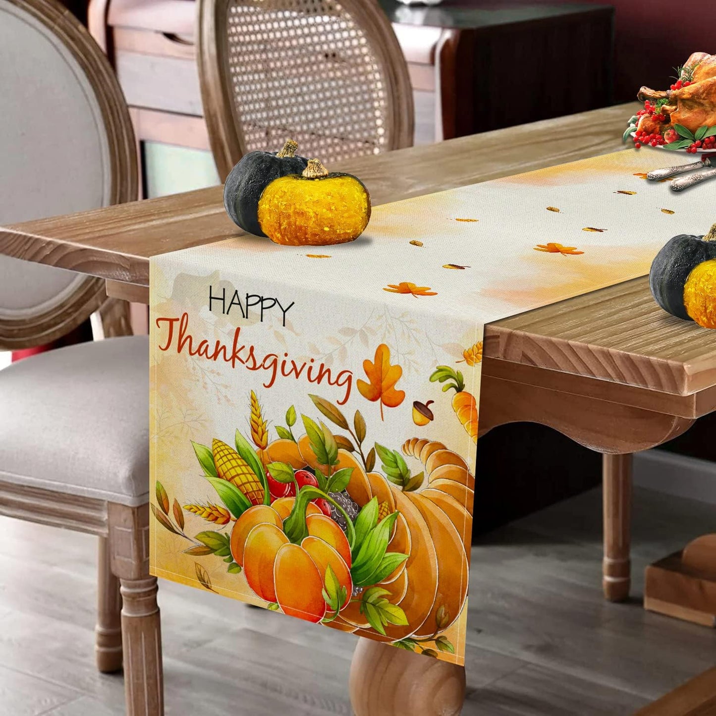 Thanksgiving Table Runner, Thanksgiving Runner for Table Thanksgiving Decor Happy Thanksgiving Cornucopia Thanksgiving Table Decorations for Thanksgiving Party Dining Table Decor (13" X 72")