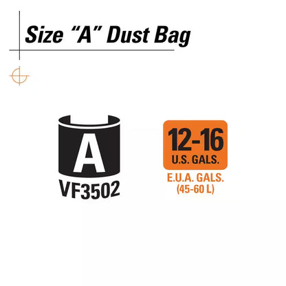 High-Efficiency Wet/Dry Vac Dry Pick-Up Only Dust Bags for Select 12 to 16 Gallon  Shop Vacuums, Size a (6-Pack)