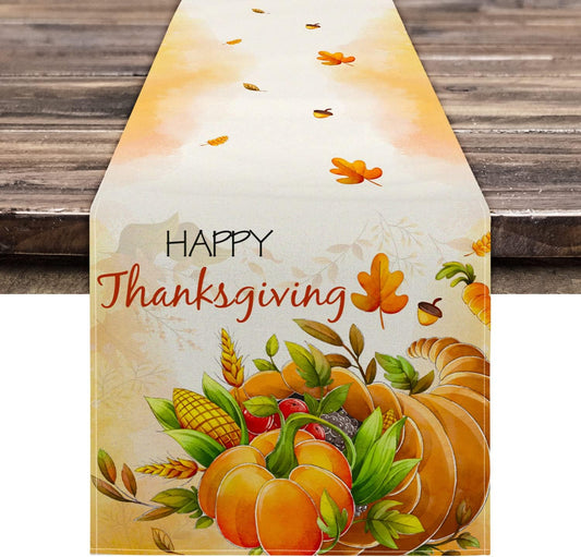 Thanksgiving Table Runner, Thanksgiving Runner for Table Thanksgiving Decor Happy Thanksgiving Cornucopia Thanksgiving Table Decorations for Thanksgiving Party Dining Table Decor (13" X 72")