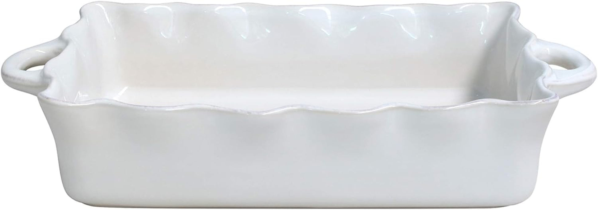 Ceramic 17.25" X 10.25" Rectangular Ruffled Baker - Cook & Host Collection, White | Oven & Dishwasher Safe Bakeware | Food Safe Glazing | Restaurant Quality Dinnerware