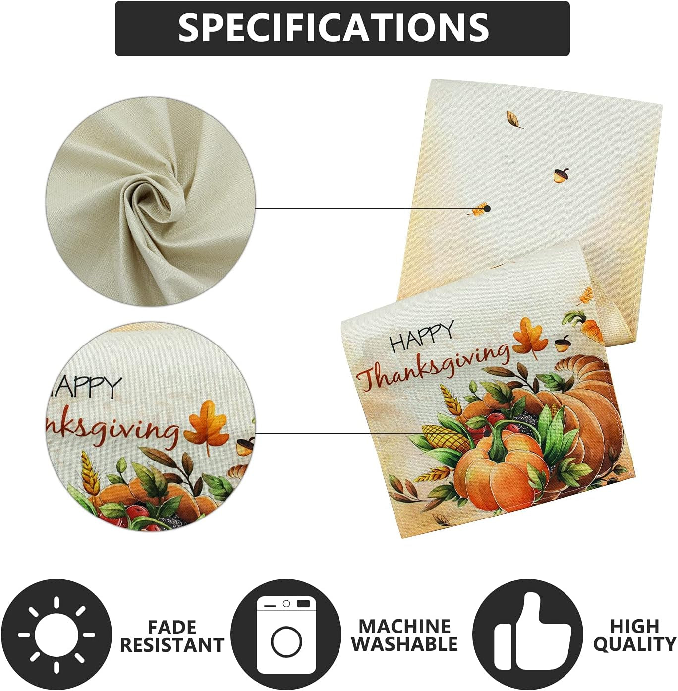 Thanksgiving Table Runner, Thanksgiving Runner for Table Thanksgiving Decor Happy Thanksgiving Cornucopia Thanksgiving Table Decorations for Thanksgiving Party Dining Table Decor (13" X 72")