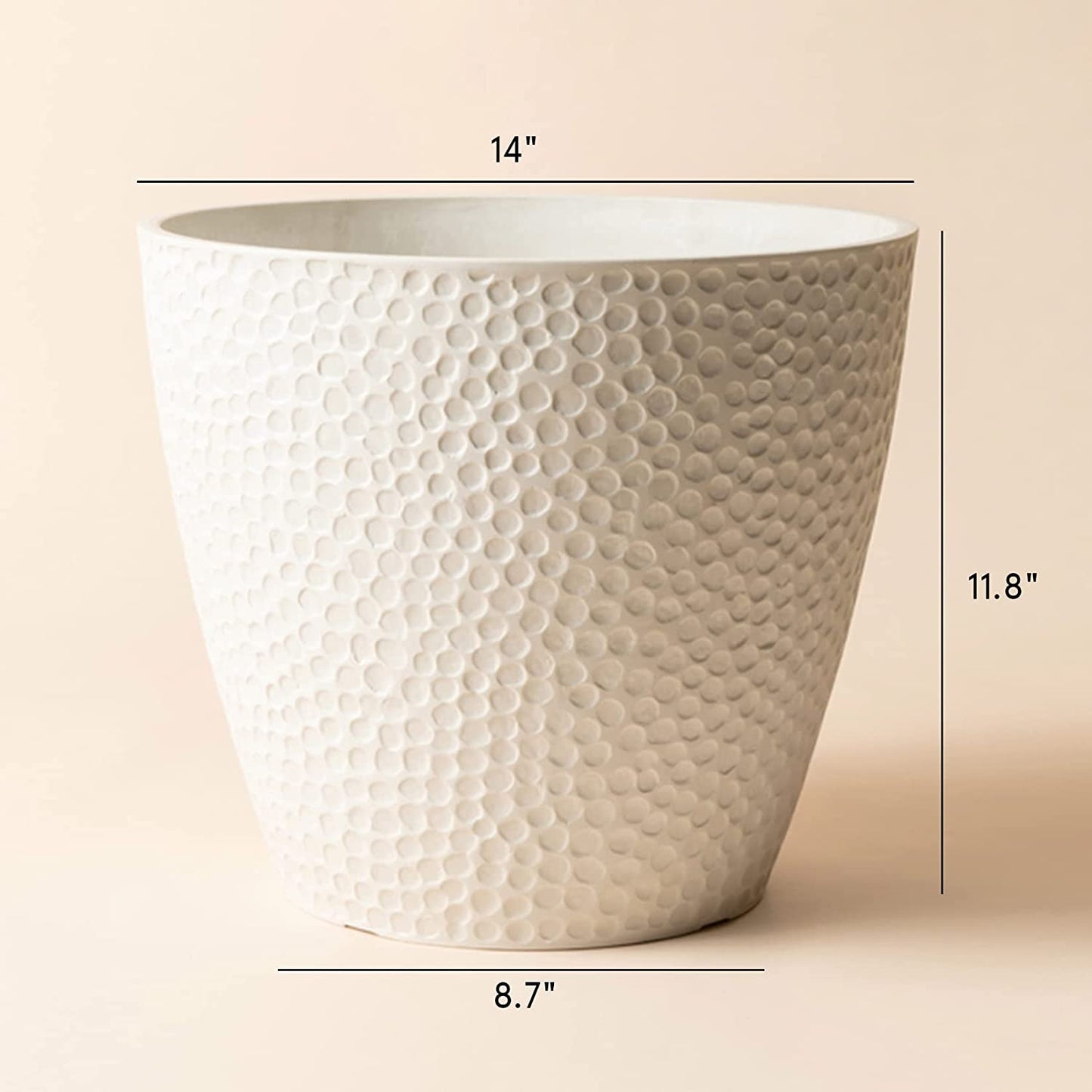 Outdoor Indoor Tree Planters - 14 Inch Large Planter Flower Pots Containers, Plant Pots, White, Honeycomb