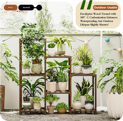 Plant Stand Outdoor Black Plant Shelf Indoor Tiered Plant Table for Multiple Plants 3 Tiers 7 Potted Ladder Plant Holder Table Plant Pot Stand for Window Garden Balcony Living Room